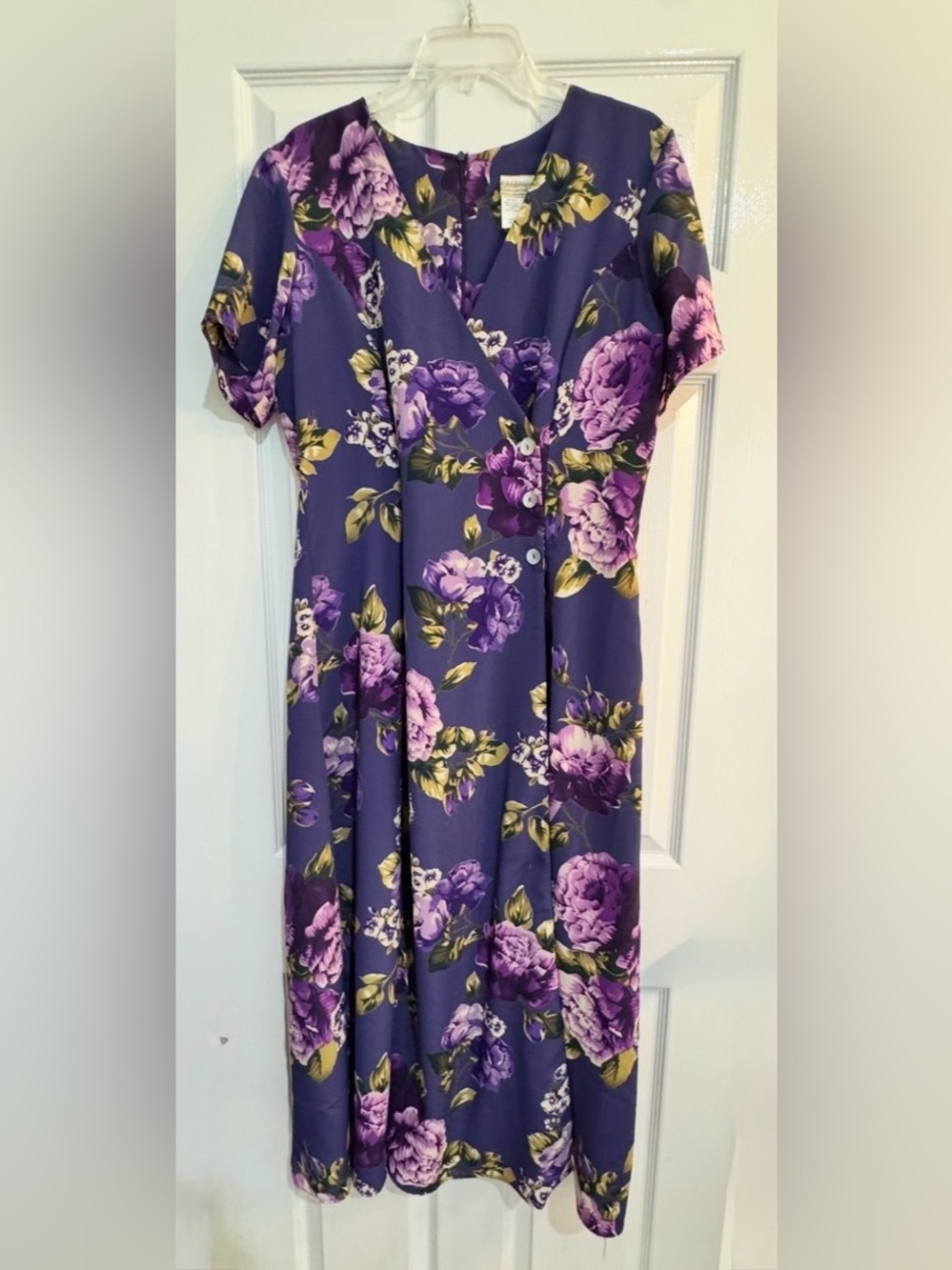 Vintage 90’s Coldwater Creek Faux Wrap Purple Floral Maxi Dress